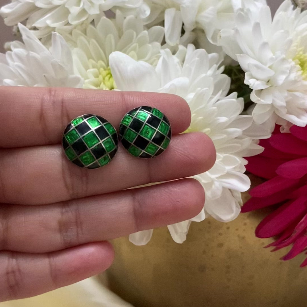 black-and-green-crisscross-stud-earrings